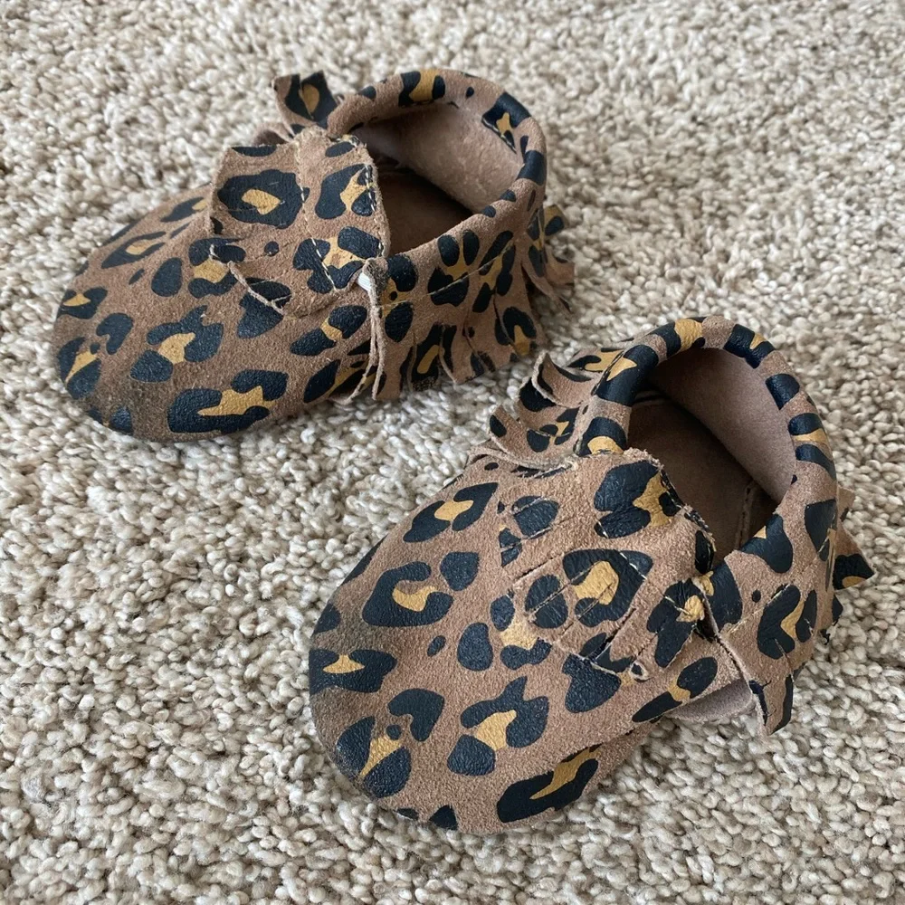 Baby girl toddler cheetah neutral leopard moccasins shoes